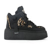 Pantofi Sport De Dama,Din Piele Ecologica,Cu Platforma,D1447,Negru cu Leopard