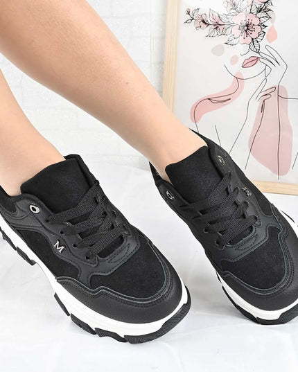 Pantofi Sport De Dama din Piele ecologica, D1499 - Negru