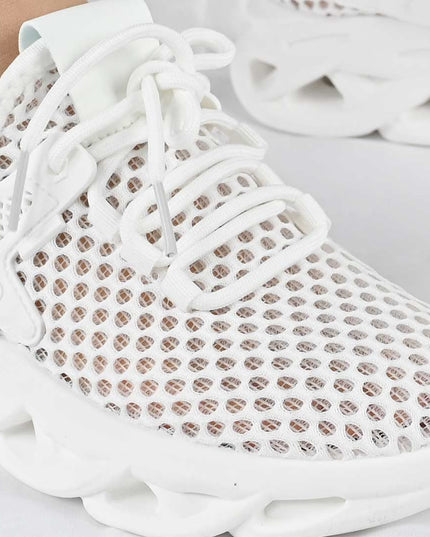 Pantofi sport De dama cu insertii de plasa, D1490 - Alb