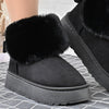 Cizme de dama,tip Ugg,Din piele ecologica intoarsa,imblanite,CD1056,Negru