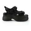 Sandale de dama,Cu platforma,Din Piele Din Material Textil,SA79,Negru