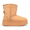Дамски ботуши, тип Ugg, изработени от екологичен велур, с подплата от кожа, CD1011, цвят камила