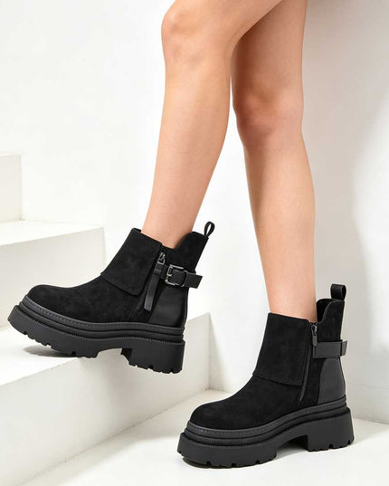 Ghete de dama,Din piele ecologica cu interior imblanit,GD1125,Negru