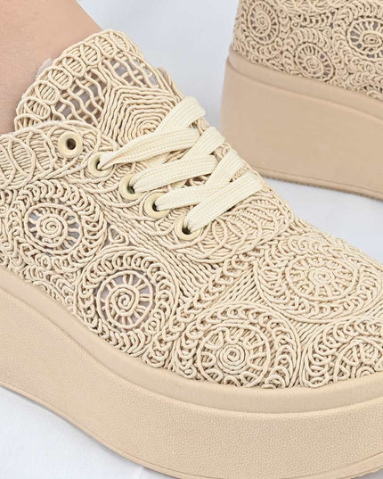 Pantofi Sport De Dama din material textil, D1493 - Bej
