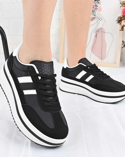 Pantofi Sport De Dama din material textil, D1494 - Negru