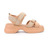 Sandale de dama,Cu platforma,Din Material Textil,SA66,Kaki