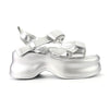 Sandale de dama,Cu platforma,Din Piele Din Material Textil,SA79,Argintiu