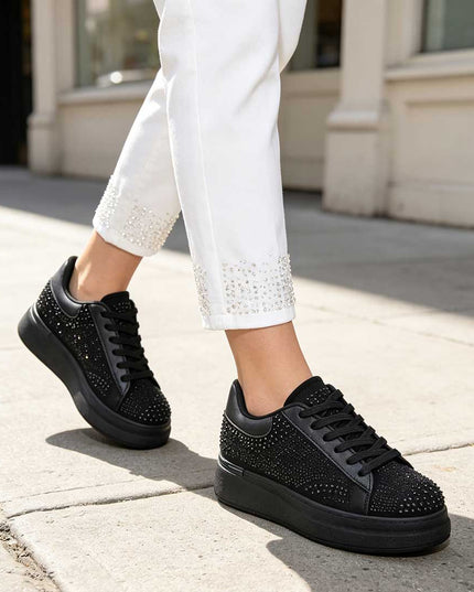 Pantofi Sport De Dama,Din Piele ecologica intoarsa,D1514.Negru