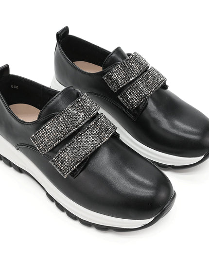 Pantofi casual de dama din piele ecologica, cu scai, P1232 - Negru