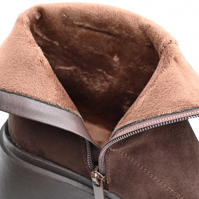 Ghete de dama,Din piele ecologica cu interior imblanit,GD1126,Maro