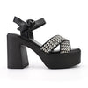 Sandale de dama,Cu Toc Gros,Din Piele Ecologica,SA85,Negru