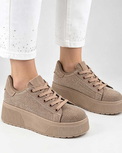 Pantofi Sport De Dama,Cu platforma,Din Piele ecologica intoarsa,D1515,Kaki