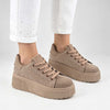 Pantofi Sport De Dama,Cu platforma,Din Piele ecologica intoarsa,D1515,Kaki