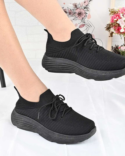 Pantofi Sport De Dama din material textil, D1491 - Negru