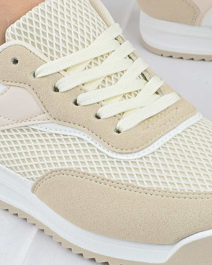 Pantofi Sport De Dama din material textil, D1495 - Bej