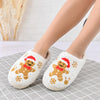 Papuci de casa Dama, bumbac,Cu Omul de turtă dulce, Imblaniti,PD1064,Alb/Camel