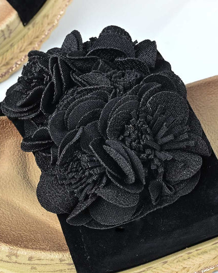 Papuci Casual De Dama din piele intoarsa ecologica, PD1088 - Negru