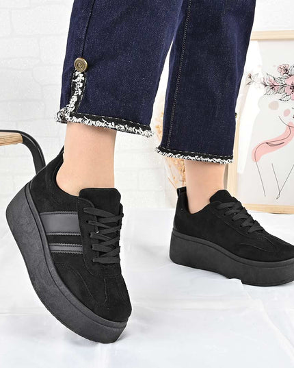 Pantofi Sport De Dama din Piele ecologica, D1482 - Negru