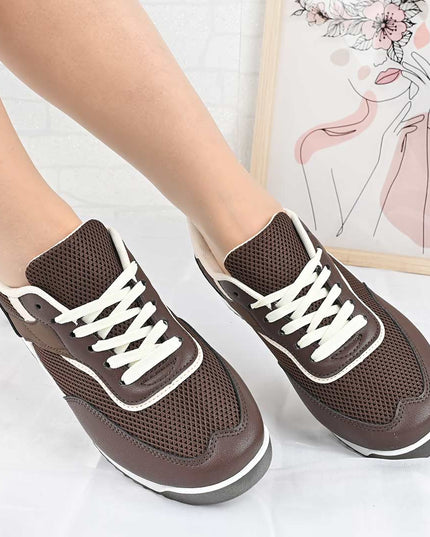 Pantofi Sport De Dama din material textil, D1495 - Maro