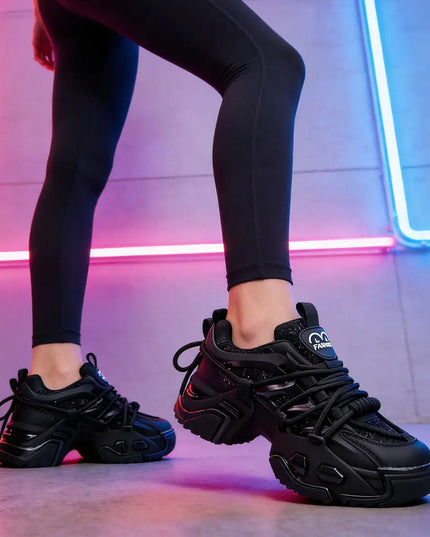Pantofi Sport De Dama,Din piele Ecologica,Cu Insertii De Paiete,D1363,Negru OEM