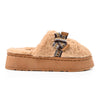 Papuci de casa Dama,Pufosi cu papion, Imblaniti,PD1061,Camel