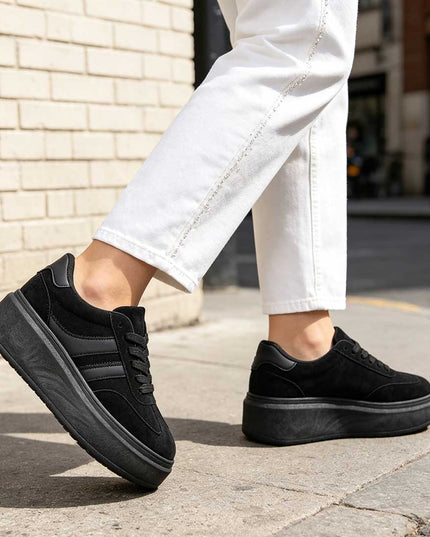 Pantofi Sport De Dama,Din Piele ecologica intoarsa,D1510,Negru