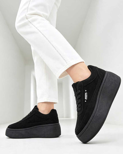 Pantofi Sport De Dama,Din Piele ecologica intoarsa,D1509,Negru