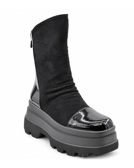 Ghete de dama,Din piele ecologica lacuita cu interior imblanit,GD1130,Negru