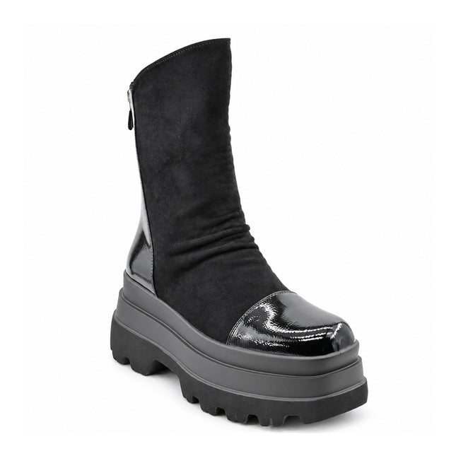 Ghete de dama,Din piele ecologica lacuita cu interior imblanit,GD1130,Negru