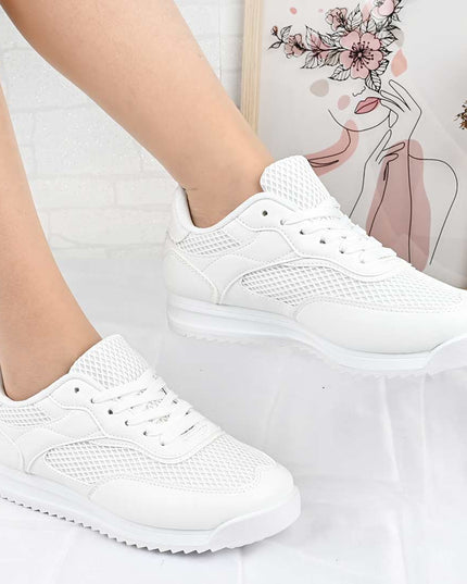 Pantofi Sport De Dama din material textil, D1495 - Alb