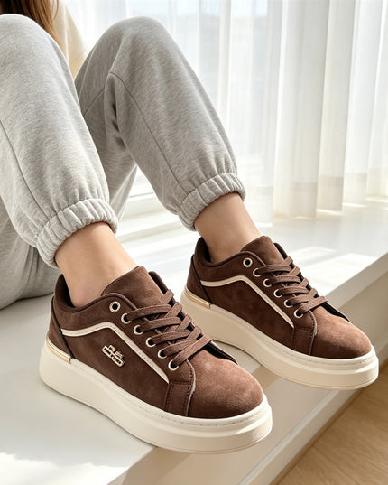 Pantofi Sport De Dama,Din Piele ecologica intoarsa,D1516,Maro