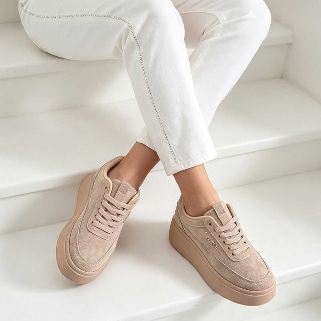 Pantofi Sport De Dama,Din Piele ecologica intoarsa,D1509,Kaki