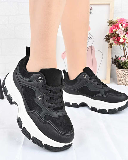 Pantofi Sport De Dama din Piele ecologica, D1499 - Negru