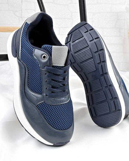 Pantofi sport de barbati cu inseretii din plasa, B4054 - Albastru Inchis