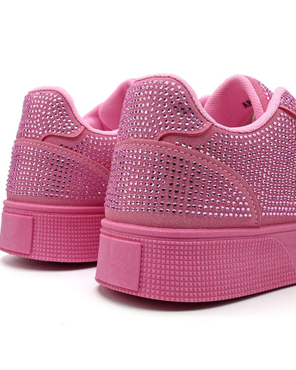 Pantofi Sport De dama,Din piele ecologica intoarsa,Cu Strasuri,D1395,Roz
