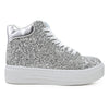 Pantofi sport inalti de dama,D1313,Din Piele ecologica,Glitter,Argintiu