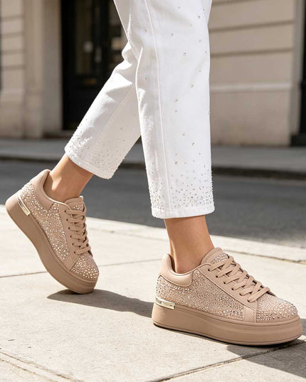 Pantofi Sport De Dama,Din Piele ecologica intoarsa,D1514.Bej