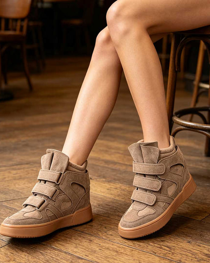 Pantofi Sport De Dama,Cu platforma,Din Piele ecologica intoarsa,D1512,Kaki