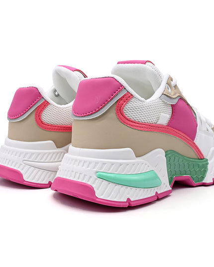 Pantofi Sport De Dama cu insertii de plasa, D1388 - Fucsia