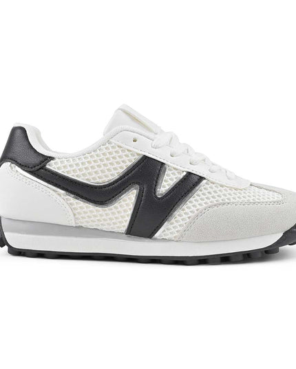 Pantofi Sport De Dama din material textil, D1497 - Alb cu Negru