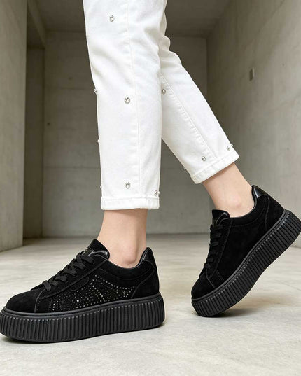Pantofi Sport De Dama,Din Piele ecologica intoarsa,D1513,Negru