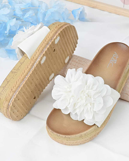 Papuci Casual De Dama din piele intoarsa ecologica, PD1089 - Alb