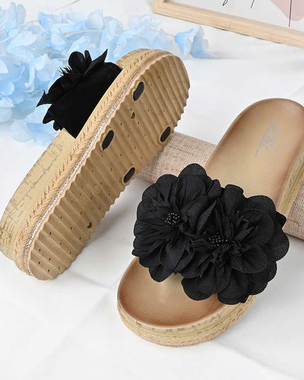 Papuci Casual De Dama din piele intoarsa ecologica, PD1089 - Negru