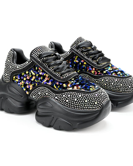 Pantofi sport de dama usori, cu platforma, D1322 - Negru