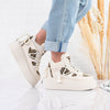 Pantofi Sport De Dama,Din Piele Ecologica,Cu Platforma,D1447,Bej cu Leopard
