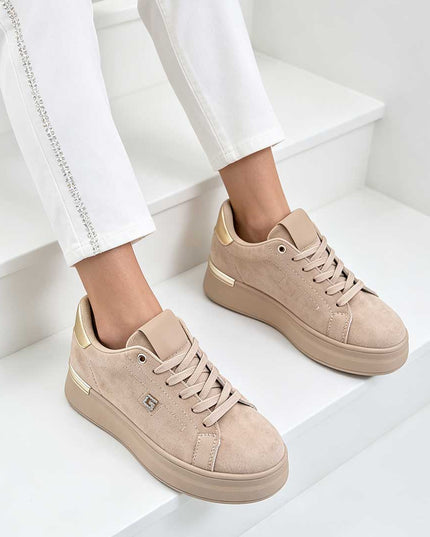 Pantofi Sport De Dama,Din Piele ecologica intoarsa,D1511,Bej