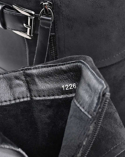 Ghete de dama,Din piele ecologica cu interior imblanit,GD1125,Negru