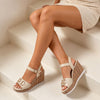Sandale de Dama,Cu platforma,Din Piele Ecologica,SA136,Bej