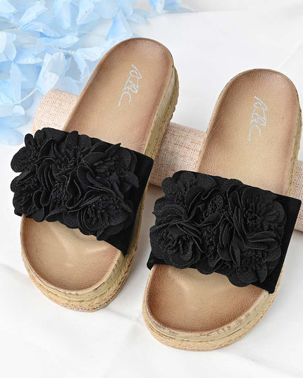 Papuci Casual De Dama din piele intoarsa ecologica, PD1088 - Negru