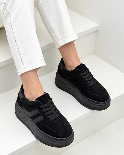 Pantofi Sport De Dama,Din Piele ecologica intoarsa,D1510,Negru